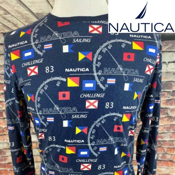Nautica Sailing Challenge Retro Logo Pajama Shirt - Picture 1 of 4
